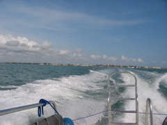 on the boat to Spanish Lokout Caye