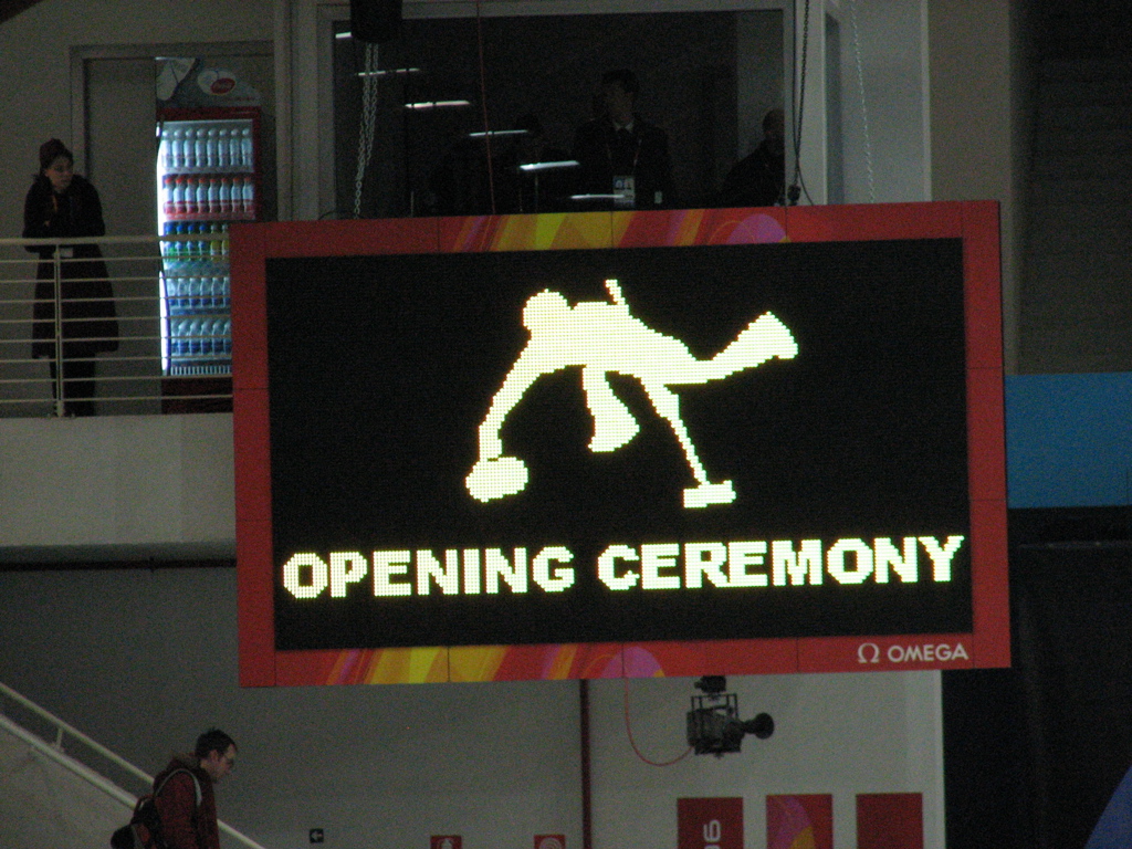 The official curling opening was before the men's evening event