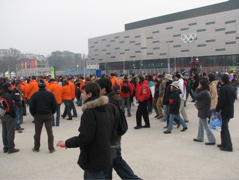 back in front of Palasport Olimpico, now in daylight