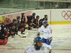 Canada/Italy womens teams warming up