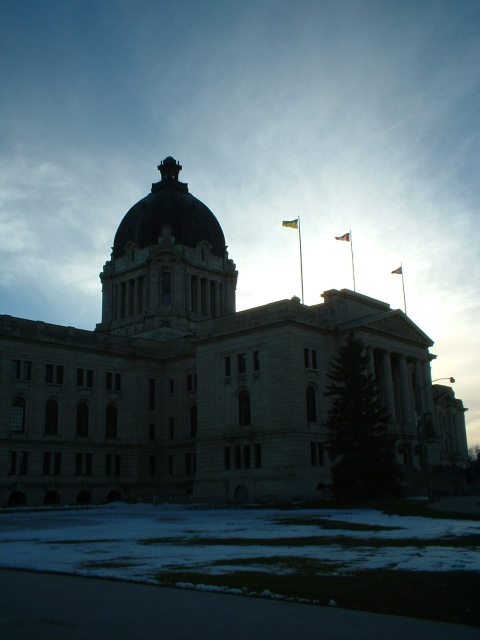 SK provincial legislature building (at sunset)
